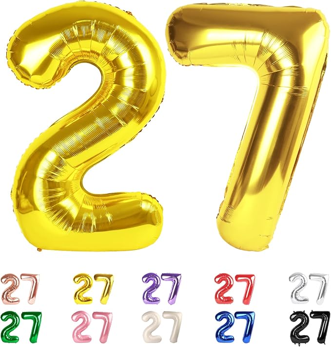 27 Balloon Numbers 40Inch for 27th Men Women Birthday Decorations, Inflation by Mluchee
