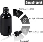 12 Pcs, 2oz Glass Dropper Bottle, Leakproof Tincture Bottles with Dropper, Black Reusable Eye Dropper Bottle, for All Kinds of Liquids (Black, 2oz-12pcs)