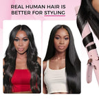 Lashey Seamless Clip in Hair Extensions Human Hair 130g 7pcs Body Wave 22 Inch Natural Black Thick Remy Hair Extensions with Full End