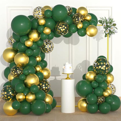 Dark Green Gold Balloon Garland Arch Kit by PASOCON