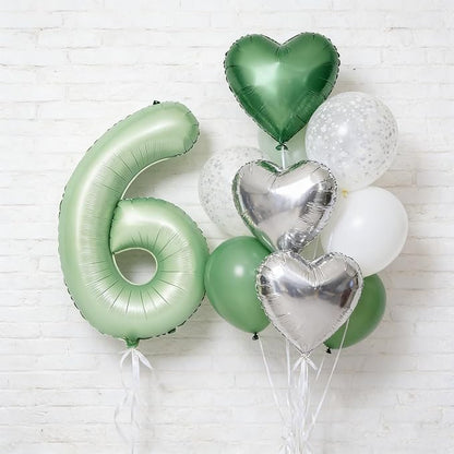 40" Olive green Number Balloon Helium Foil Mylar Balloon Birthday Digital 6 | - Image 5