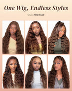Arabella Chocolate Brown Deep Wave Lace Front Wigs Human Hair 13x6 HD Lace Frontal Wigs Curly Human Hair Brown Glueless Wig For Women Pre Plucked with Natural Hairline 30 Inch
