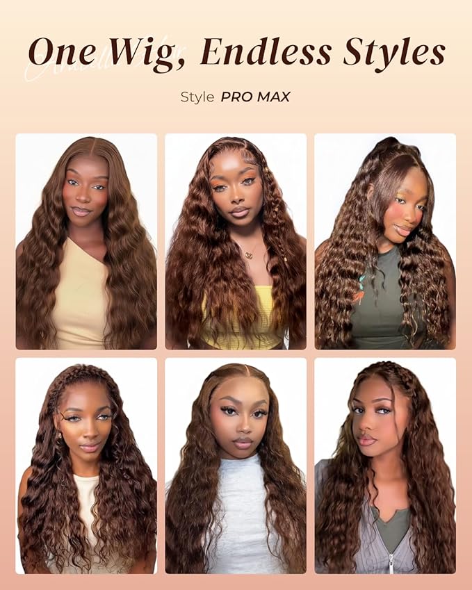 Arabella Chocolate Brown Deep Curly Lace Front Wigs Human Hair 13x6 HD Lace Frontal Wigs Curly Human Hair Brown Glueless Wig For Women Pre Plucked with Natural Hairline 24 Inch