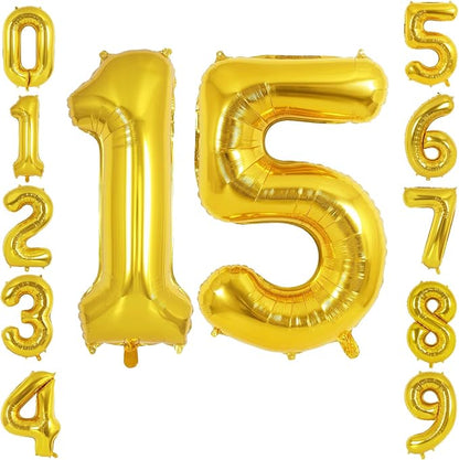 40 Inch Gold Number 15 Foil Balloon by TNCDJKPA