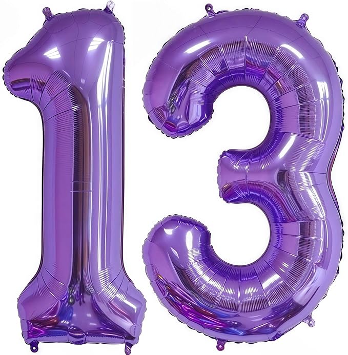 Purple 13 Balloon Number, 40 Inch Number 13 Balloon Big Foil Mylar Helium by BBPOOL
