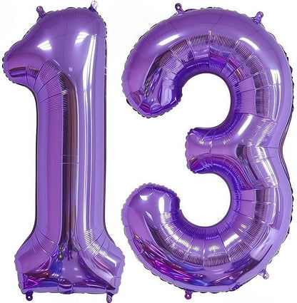 Purple 13 Balloon Number, 40 Inch Number 13 Balloon Big Foil Mylar Helium by BBPOOL