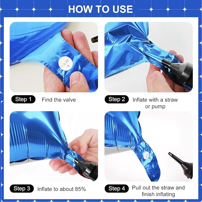 Blue and Silver Square Foil Balloons 25 Pcs Metallic Blue and Silver Balloons - Image 2