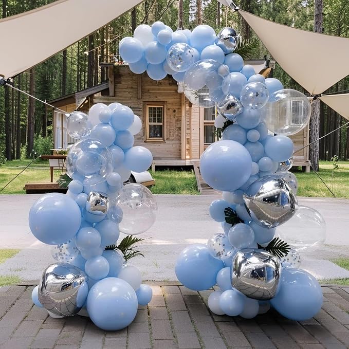 Pastel Blue Balloons 145pcs Different Sizes 18 12 10 5 Inches Baby Blue Light - Image 5