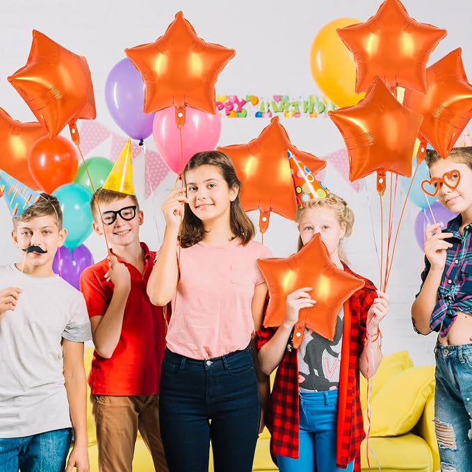 20 Pcs Orange Star Balloons, 18 Inch Star Foil Balloons, Stars Shaped Balloon - Image 4