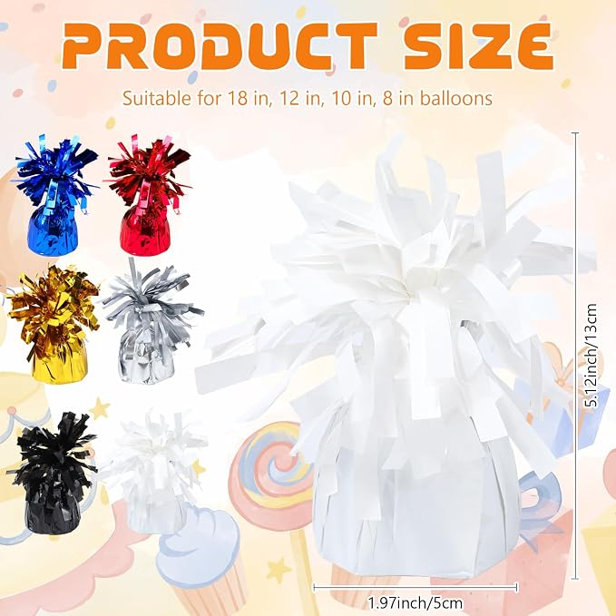 16 Pack White Balloon Weights Metallic Holder Anchors Balloon Holder Weights - Image 2