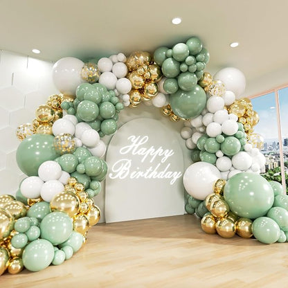 Sage Green White Gold Balloon Arch Kit, Engagements, Anniversary Decorations by ADOINBY