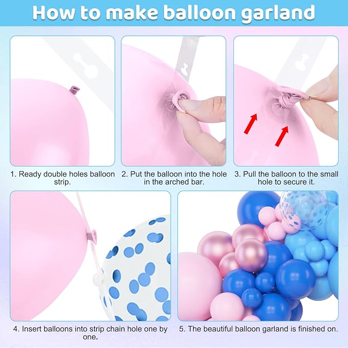 Amandir 153pcs Pink and Blue Balloon Arch Garland Kit Different Sizes | 18 12 - Image 4