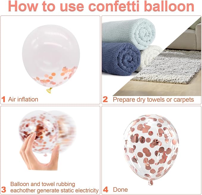 Bezente Rose Gold Confetti Latex Helium Balloons 60 Pack 12 inch | Rose Gold - Image 5
