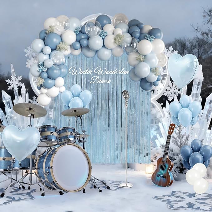 157PCS Pastel Blue and White Balloons Garland Arch Kit - Image 5