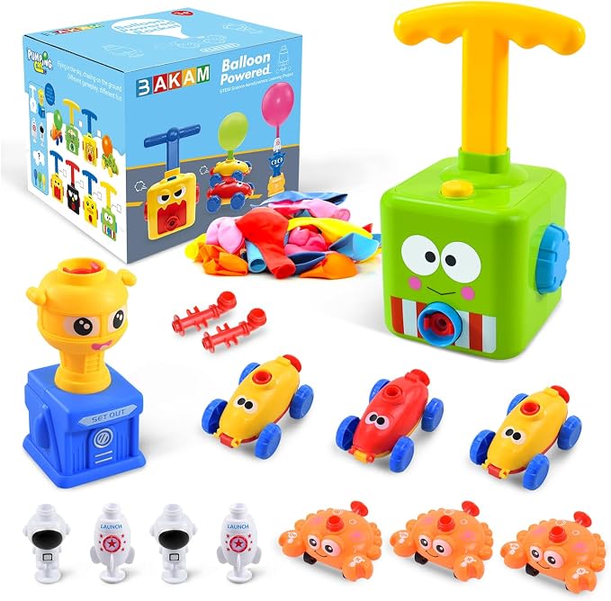 BAKAM Toddler Toys 3-4 for Boys Girls, Balloon Launcher & Powered Car Set by BAKAMToys