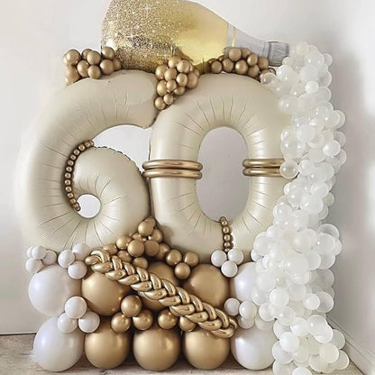 40 Inch Cream Number 9 Balloon, Digital 9 Cream White Giant 9 Foil Balloon - Image 8