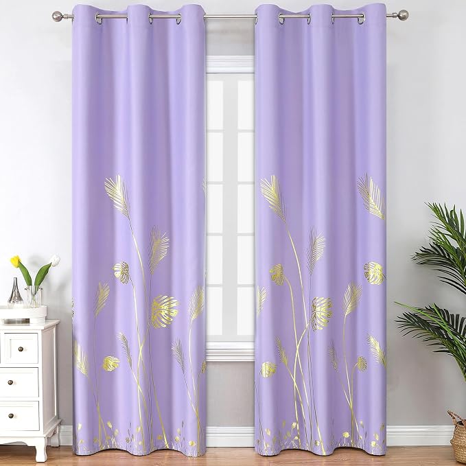Lilac Blackout Curtains 84 Inches Long by ESTELARTEXTILER