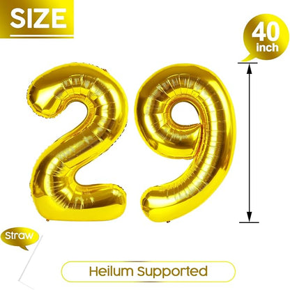 29 Balloon - Gold Birthday Number Balloons, 40 Inch Decorations Men Women | - Image 5
