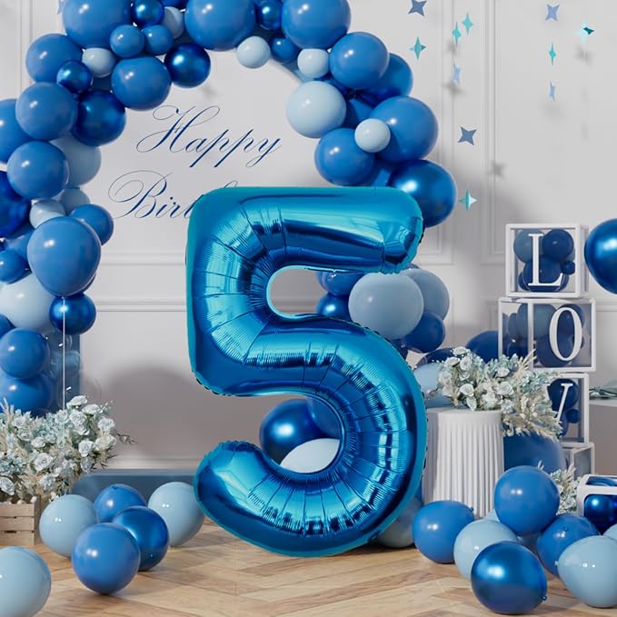 AULE 40 Inch 5 Blue Balloon Number Foil 0-9 Birthday Big Numbers | Birthday - Image 3