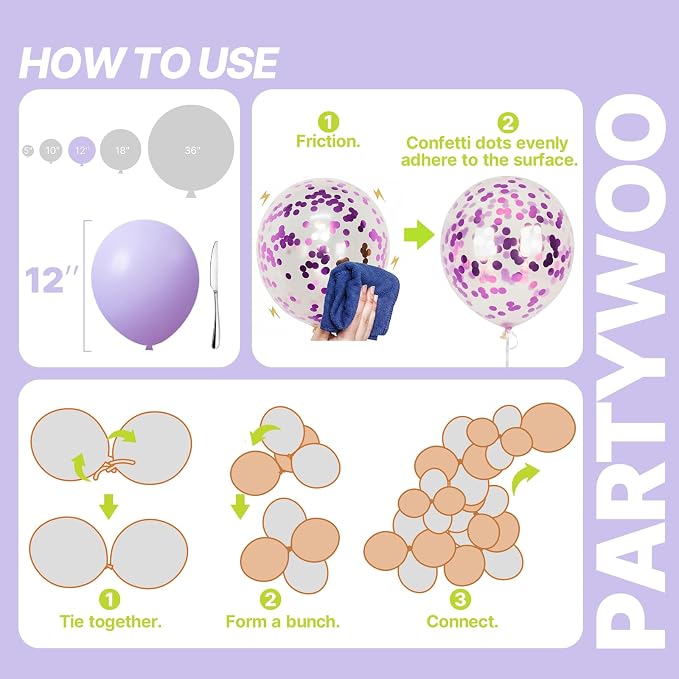 PartyWoo Pink and Purple Balloons 66pcs Baby Metallic Pink Purple Balloons | - Image 5