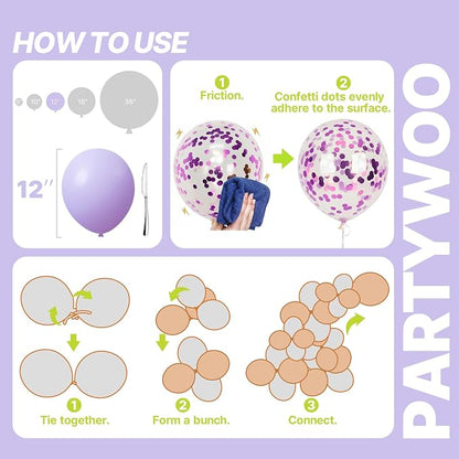 PartyWoo Pink Purple and Gold Balloons 66pcs Baby Pink Purple Gold Balloons | - Image 5