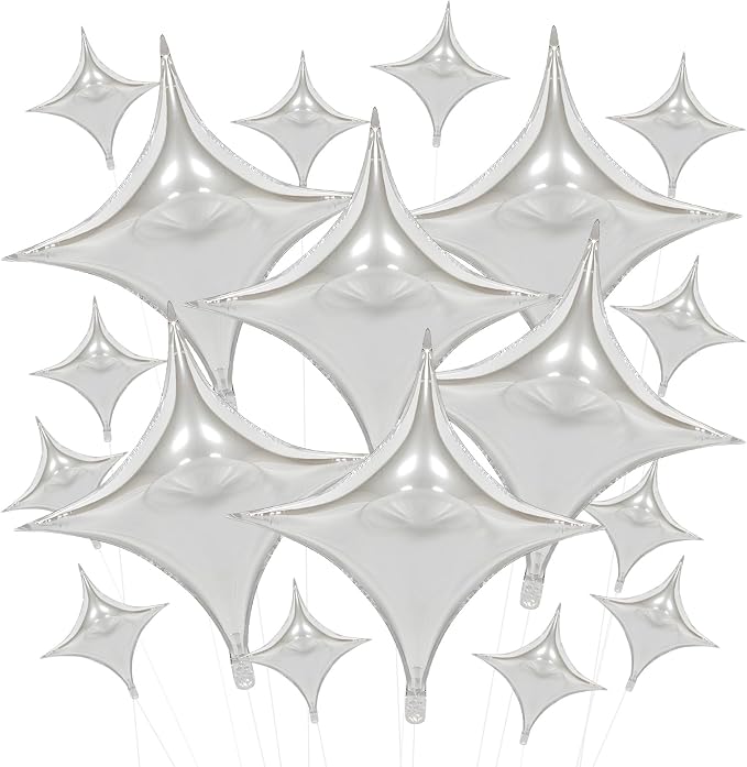 6 Pieces Of 26 Inch And 12 Pieces Of 10 Inch Silver Square Star Shaped by Unknown