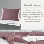 ZIMASILK 25 Momme 100% Pure Mulberry Silk Pillowcase for Hair and Skin Care, Highest Grade 6A Pillow Cases for Women, Long-Lasting Durablity, Gift for Women Men, 1Pc (Queen 20"x30", Grey Purple)