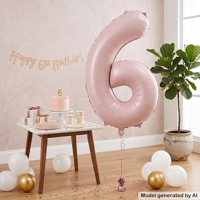 40 Inch Light Pink Foil Number 6 Balloon - Image 4