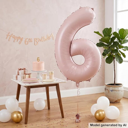 40 Inch Light Pink Foil Number 6 Balloon - Image 4