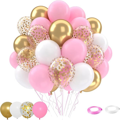 Patimate Pink Gold Confetti Balloons Set by PatimateDirect