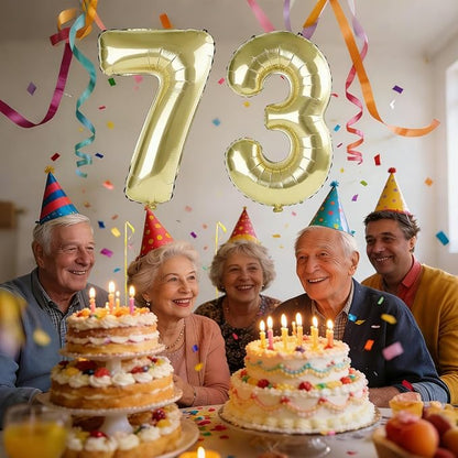 40 Inch Number 73 Balloons for 73rd Birthday Party Decorations, 0-100 Champagne - Image 2