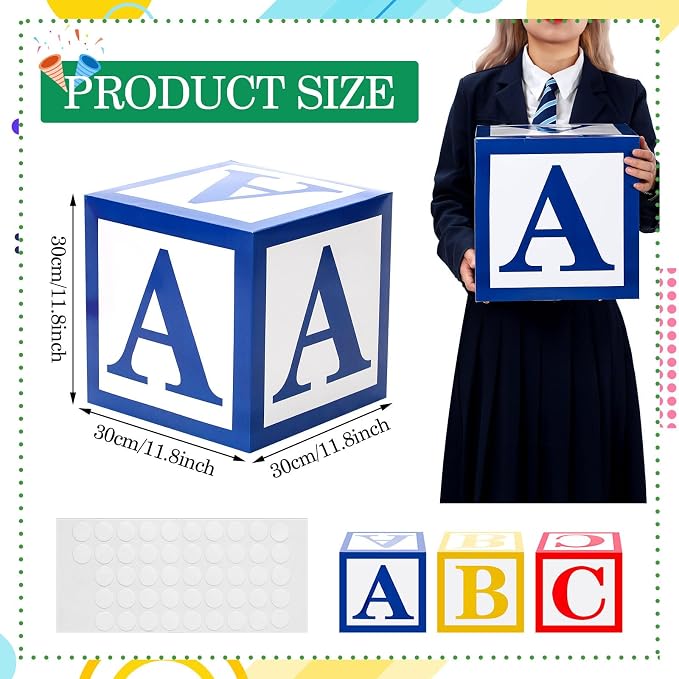 Kolldenn 3 Pcs ABC Balloon Box Decorations First Day of School Back to School - Image 3