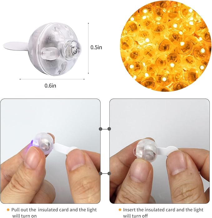 Aogist 200pcs Orange Balloon Light, Long Standby Time Waterproof Mini Ball Light - Image 4
