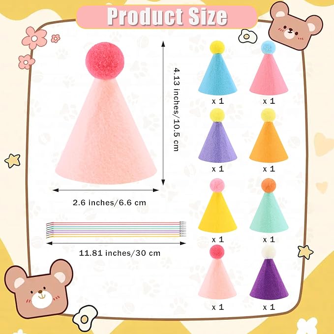 CANREVEL Mini Party Hats for Stuffed Animals Headwear, Birthday Hats - Image 3