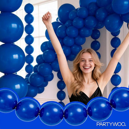 PartyWoo Royal Blue Linking Balloons 100pcs 12 Inch Dark Blue Link Balloons | - Image 3