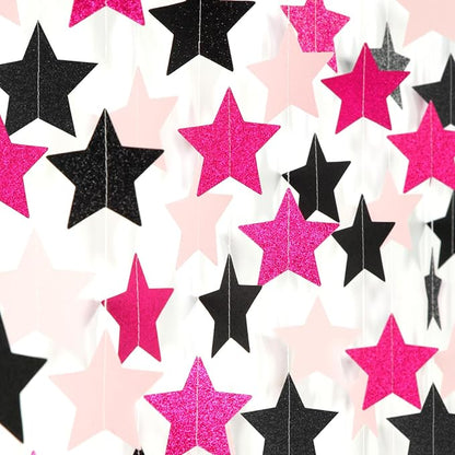 Hot-Pink Black Birthday Party-Decorations Garland - 62ft Twinkle Little Star by Hugtmr