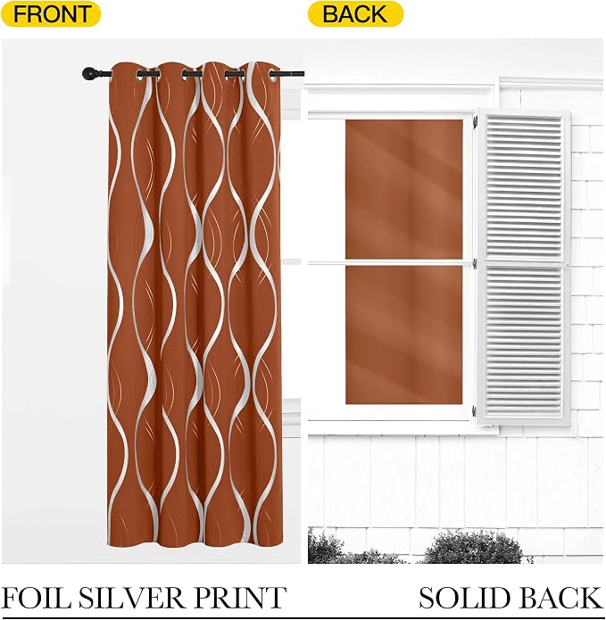 NICETOWN Burnt Orange Fall Blackout Curtain Panels - Image 5