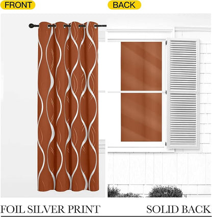 NICETOWN Burnt Orange Fall Blackout Curtain Panels - Image 5