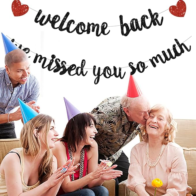 Glitter Black Welcome Back We Missed You So Much Banner NO DIY | Pre-Strung - Image 5