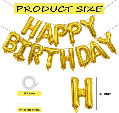 16" Happy Birthday Balloon Banner Foil - Image 2