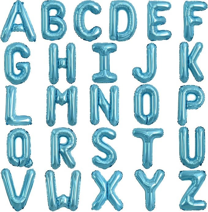 TONIFUL Light Blue Letter Balloons 2 Set 16 Inch A-Z Custom Alphabet Banner | by TONIFUL