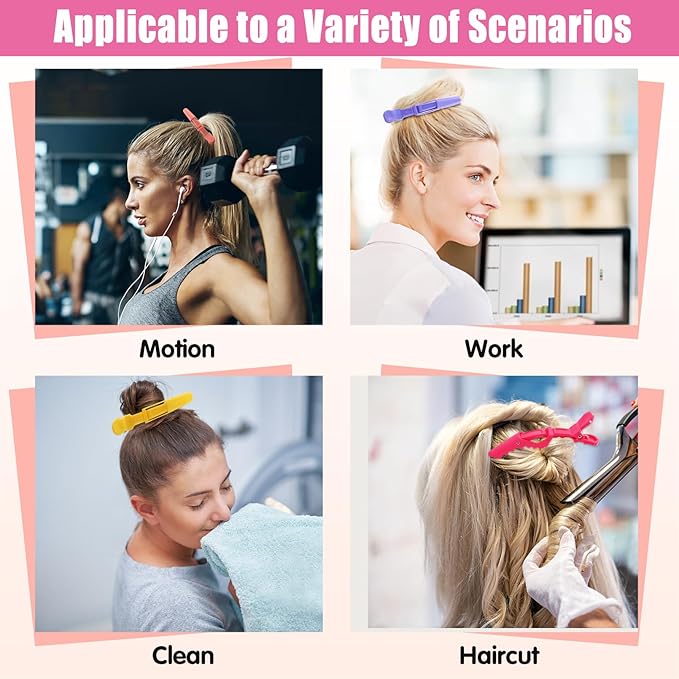 50Pcs Alligator Hair Clips,Professional Hair Styling Clips for Styling Sectioning,Plastic Non Slip Hair Clips for Women with Wide Teeth & Double-Hinged Design(Multicolor)