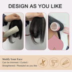 ORIGEN Clip in Bangs Real Human Hair Clip on Wispy Bangs Fringe with Temples Hairpieces Fake Front Bangs Extensions for Women Dark Brown Color