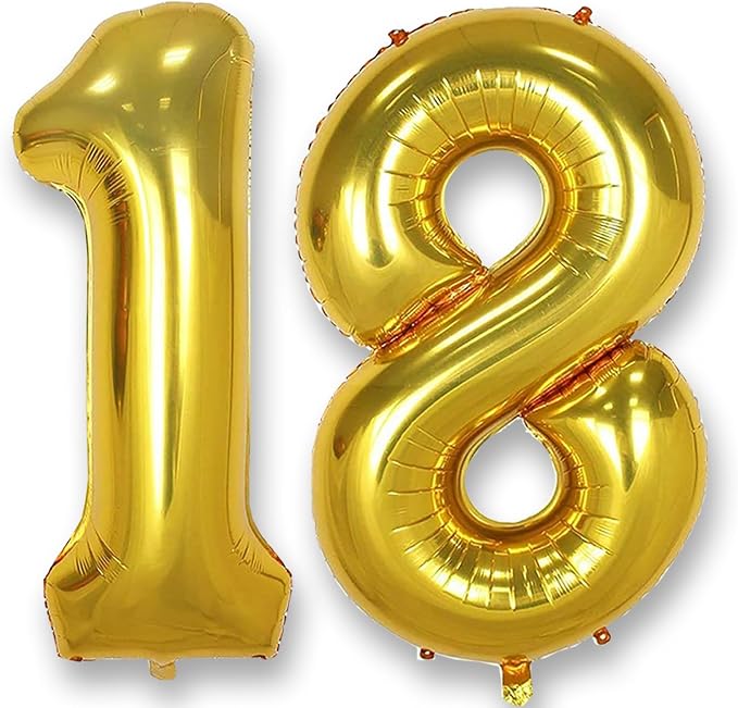 AULE 40 Inch Gold 18 Balloon Number Foil 0-9 Birthday Big Numbers | Birthday by AULE