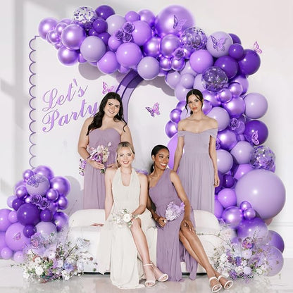 136pcs Purple Balloons Garland Arch Kit, 18 12 10 5 In Dark Light Metallic - Image 4