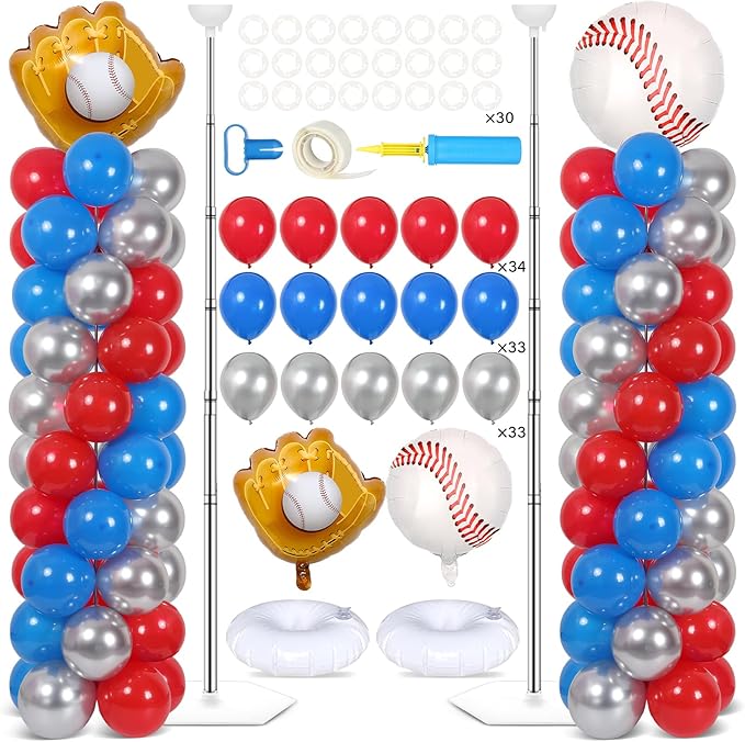 2 Sets Baseball Balloon Column Stand Kit by Naozinebi