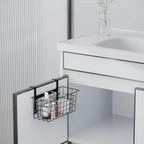 MaraFansie Basket with Hook, Grid Storage Basket, Over the Cabinet Door Organizer, Wire Hanging Basket with Hook Over the Railing, Under Sink Kitchen Cabinet, Pantry, Bathroom, Black, 4 Pack