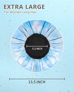Aquior Shower Caps,Terry Lined Shower Cap for Women Reusable, Triple Layer Waterproof Bath Cap, Extra Large for Women Long Hair