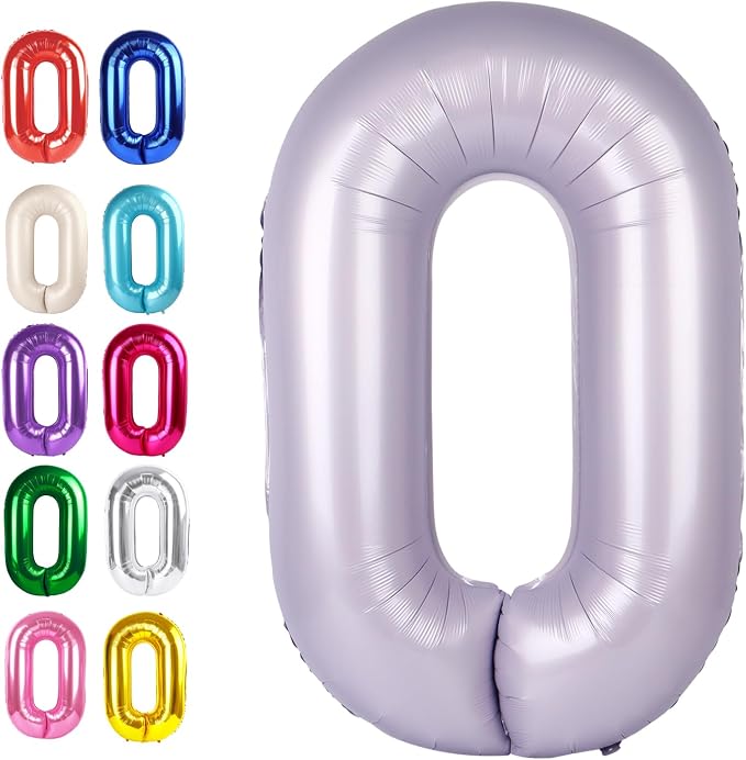 Lilac Number 0 Balloon 40 inch, Lavender Birthday Party Balloons Decorations | by Upgesy