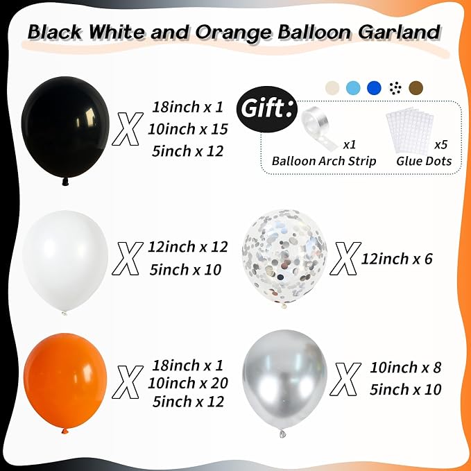 Orange and Black Balloon Arch Garland Kit - Image 2
